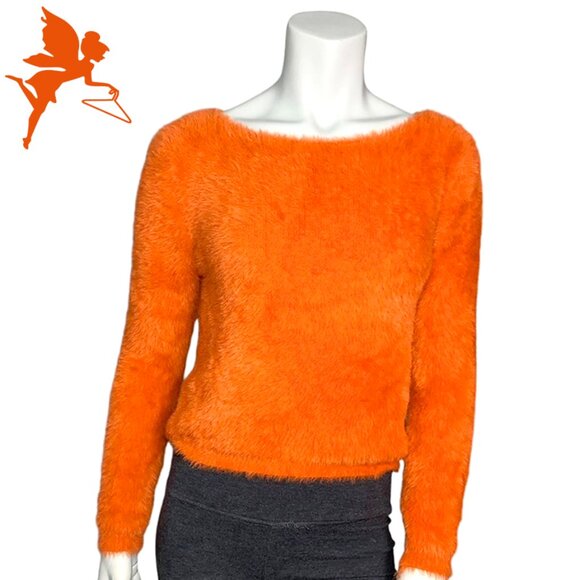 Y2K STYLE FUZZY ORANGE SWEATER - Picture 1 of 7